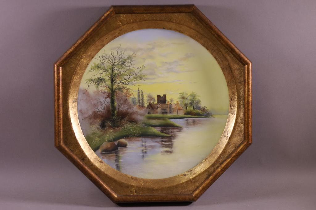 LARGE HAND PAINTED PORCELAIN PLATE (1 of 3)