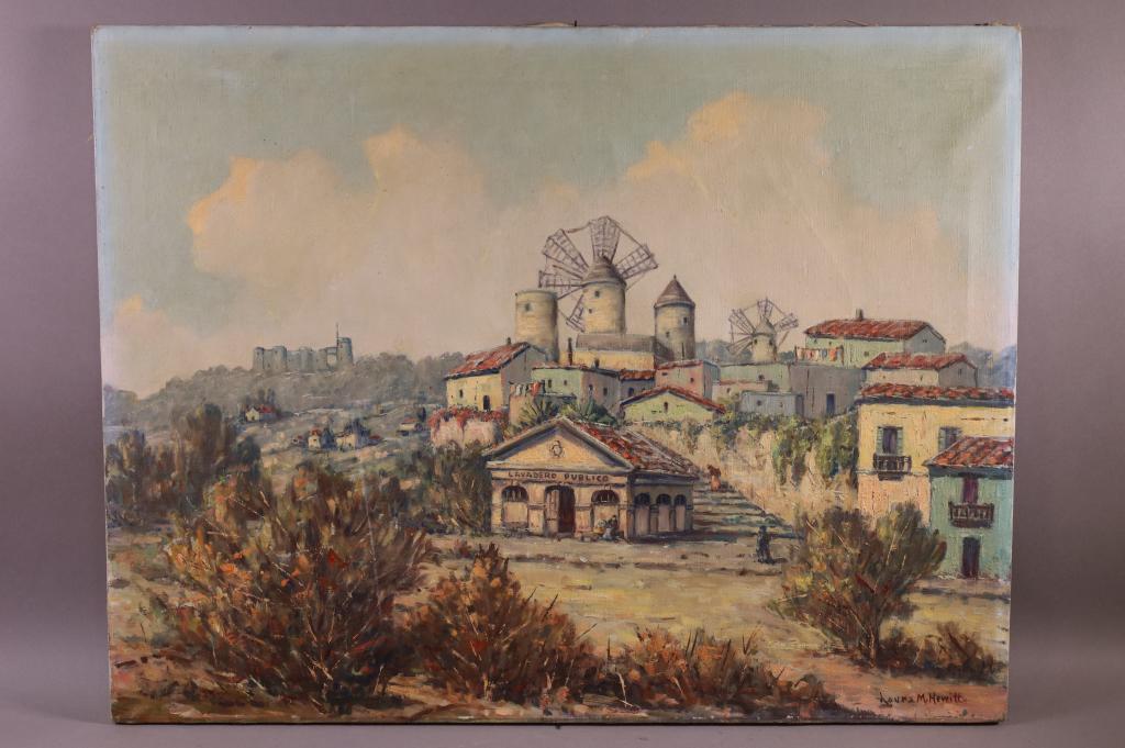 LAURA HEWITT MEXICAN VILLAGE OIL PAINTING (1 of 3)