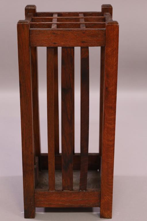 ARTS & CRAFTS OAK UMBRELLA OR CANE STAND (1 of 3)