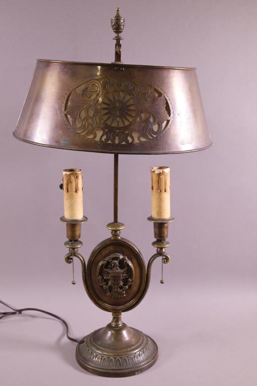 1920'S METAL DOUBLE ARM TABLE LAMP (1 of 4)