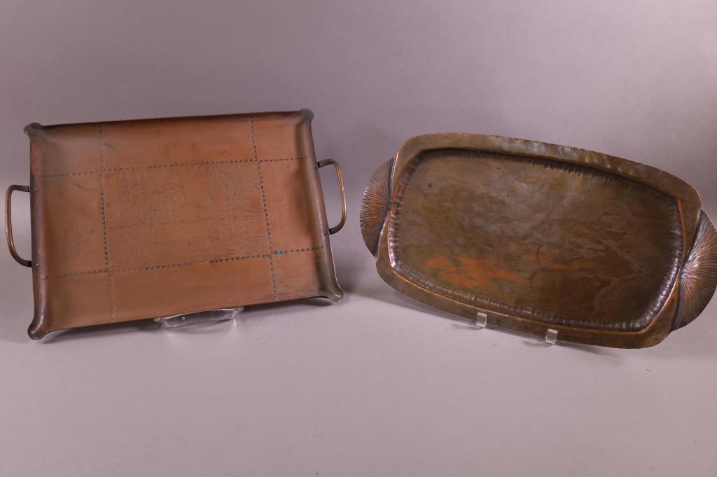 2 ARTS & CRAFTS LAGUNA CRAFTSMAN COPPER TRAYS (1 of 3)