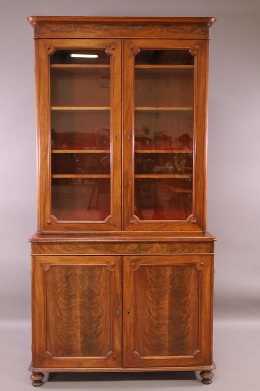 VICTORIAN WALNUT STEPBACK BOOKCASE (1 of 8)