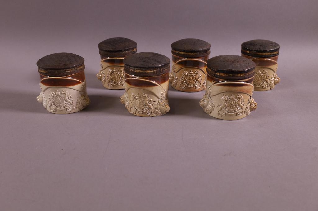 SET OF 6 19TH CENTURY STONEWARE SPICE HOLDERS (1 of 3)