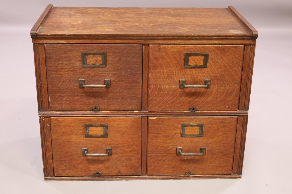 4 DRAWER OAK LOW FILE CABINET (1 of 4)