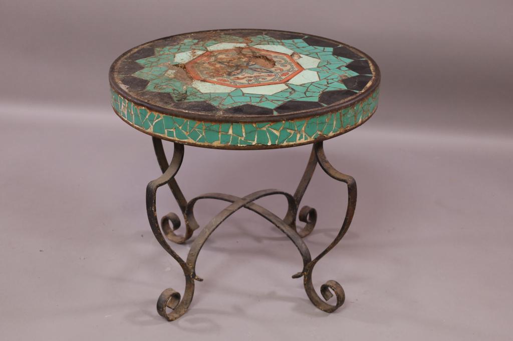 IRON BASE TILE TOP TABLE (1 of 3)