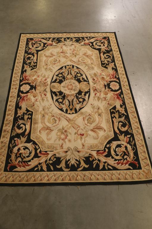 APPROX 6' 1" x 3' 11" AUBUSSON RUG: GOOD CLEAN RUG.