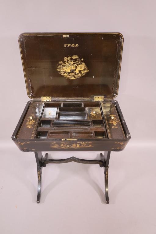 19TH CENTURY CHINESE LACQUERED SEWING STAND (1 of 7)