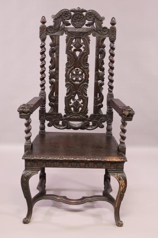 1900'S HIGHLY CARVED HALL CHAIR (1 of 4)