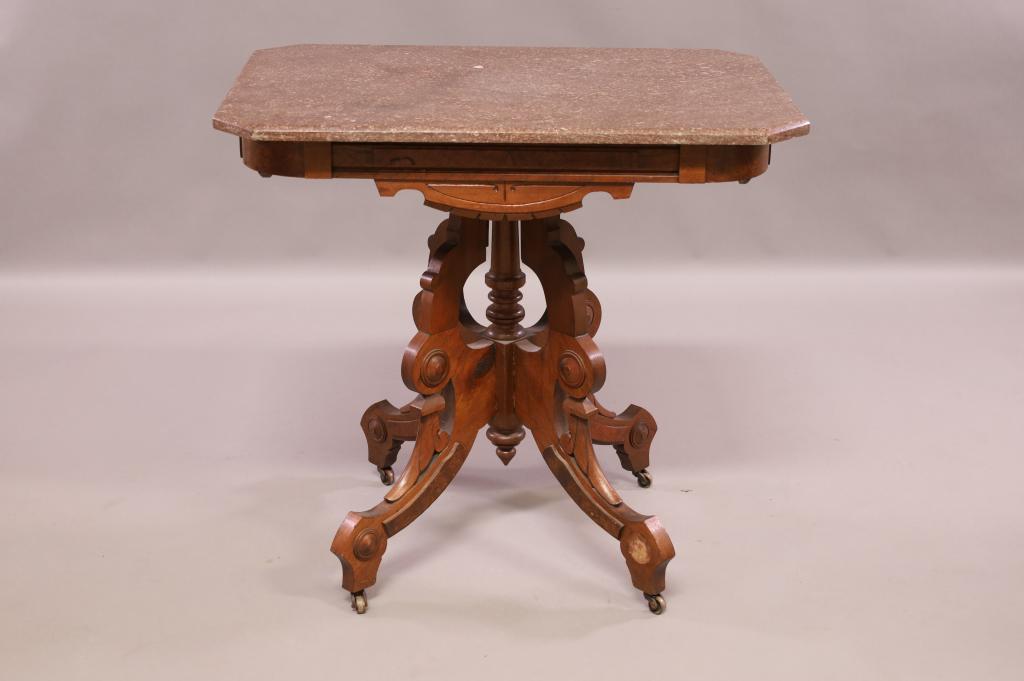 VICTORIAN MARBLE TOP PARLOR TABLE (1 of 4)