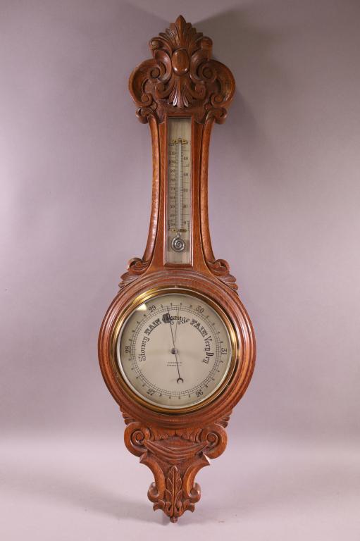 VICTORIAN OAK BAROMETER (1 of 3)