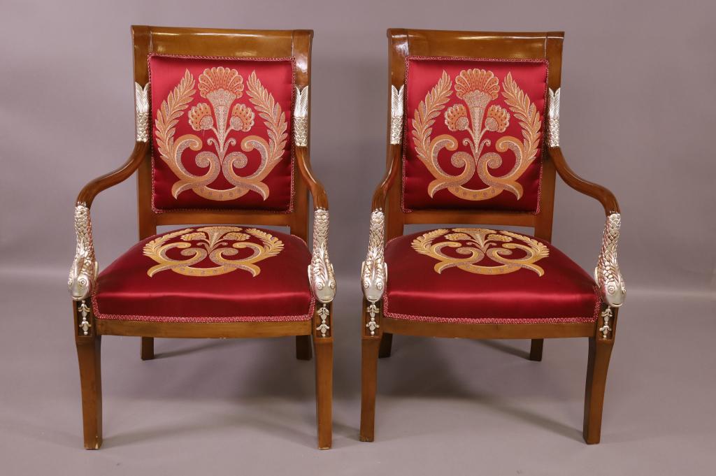 PAIR OF EMPIRE STYLE ARM CHAIRS (1 of 3)