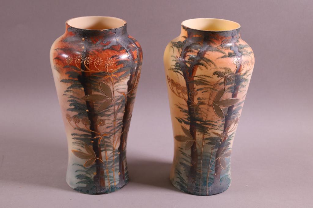 PAIR OF BRISTOL GLASS VASES (1 of 3)