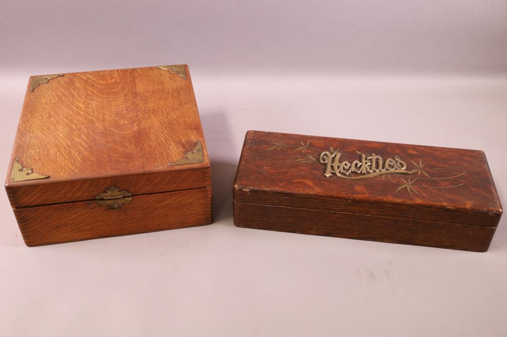 2 ANTIQUE OAK BOXES (1 of 5)