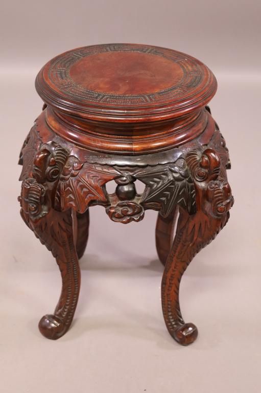 CARVED CHINESE PLANT STAND (1 of 3)