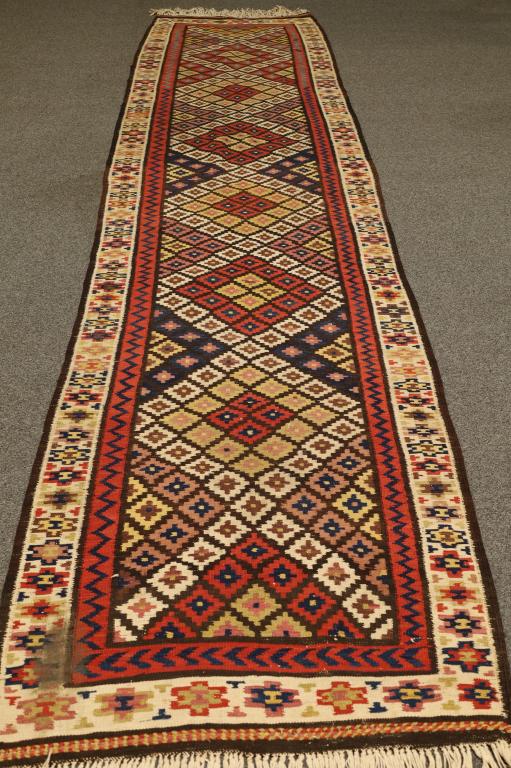 APPROX 13' 3" x 3' 5" HANDMADE FLATWEAVE RUNNER (1 of 4)