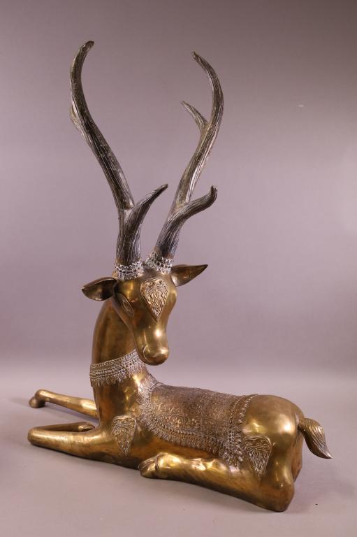 LARGE BRASS DEER STATUE (1 of 2)