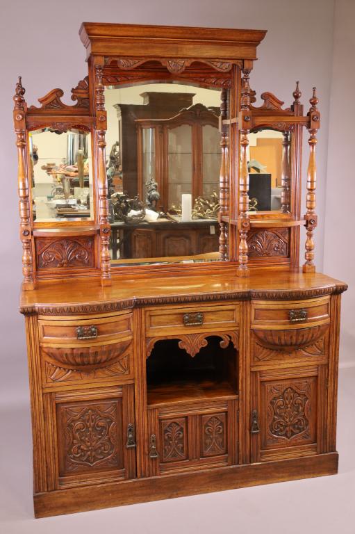VICTORIAN CARVED OAK SIDEBOARD (1 of 4)