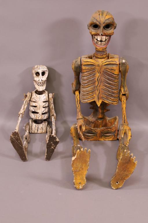 2 DAY OF THE DEAD WOOD & COMPOSITION SKELETONS (1 of 4)