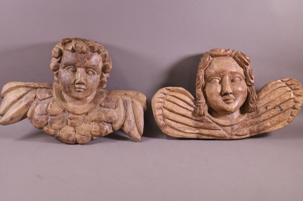 PAIR OF BALSA WOOD ANGELS (1 of 3)