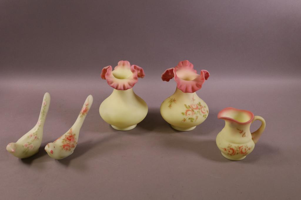 5 PIECES OF FENTON BURMESE GLASS (1 of 4)