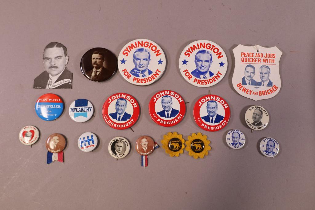 COLLECTION OF POLITICAL PIN BACKS (1 of 2)