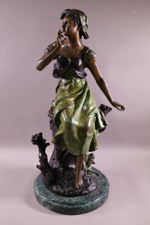 AFTER MOREAU BRONZE SEATED LADY STATUE (1 of 3)