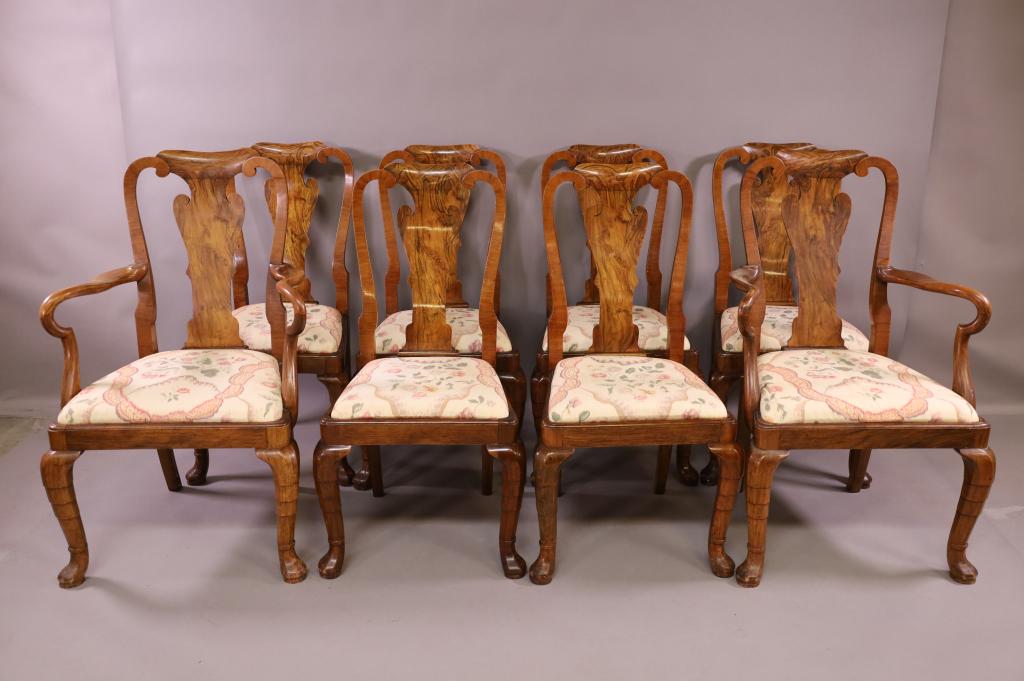 SET OF 8 BURLED WOOD DINING CHAIRS (1 of 7)