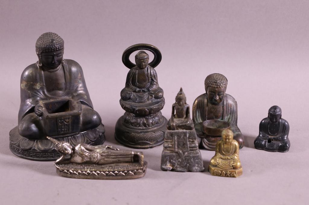 SEVEN SMALL METAL BUDDAH FIGURES (1 of 4)