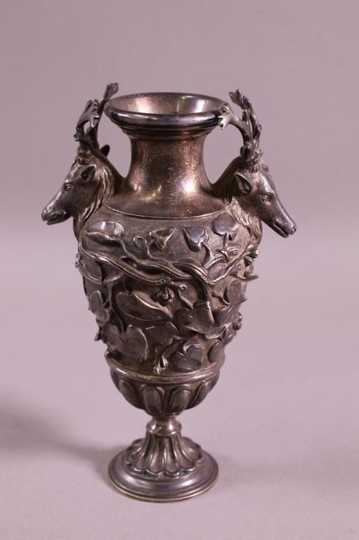 VICTORIAN SILVER PLATED DEER VASE (1 of 2)