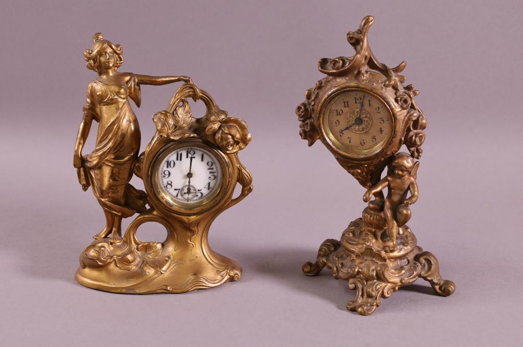 TWO ART NOUVEAU SHELF CLOCKS (1 of 4)