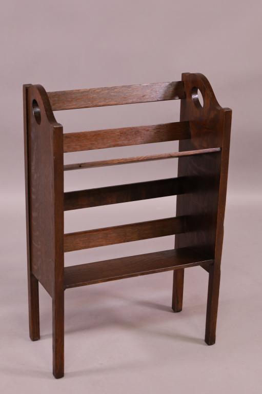 ARTS & CRAFTS OAK BOOK RACK (1 of 2)