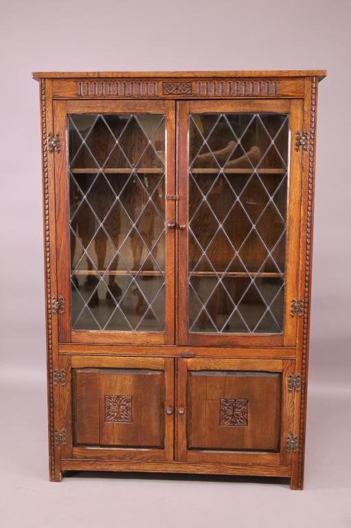 OAK LEADED DOOR BOOKCASE (1 of 3)