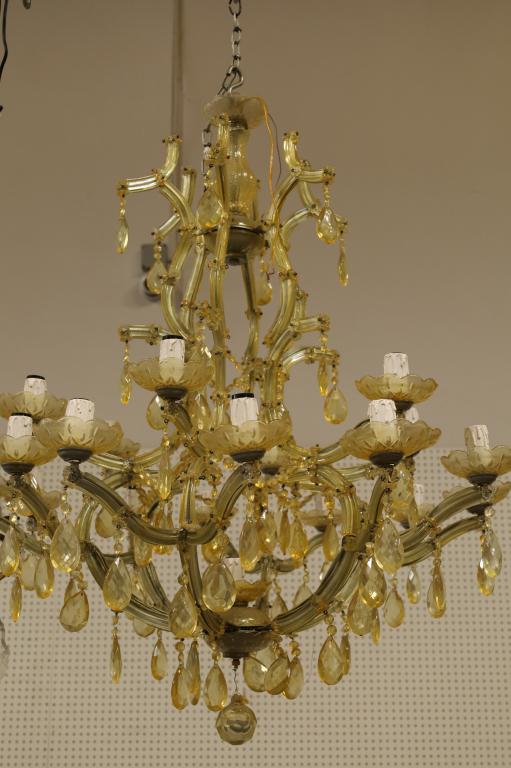 LARGE PAINTED CRYSTAL CHANDELIER (1 of 3)