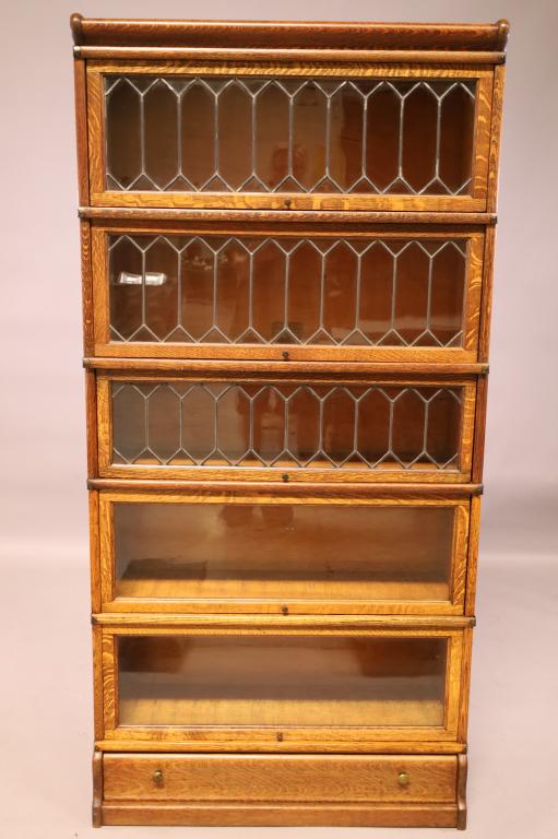 1900'S 5 STACK AM. OAK LAWYER'S BOOKCASE (1 of 4)