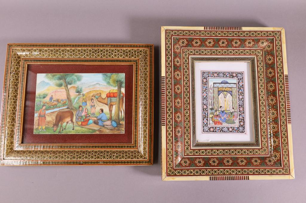2 MARQUETRY KHATAM IRANIAN PAINTINGS (1 of 4)
