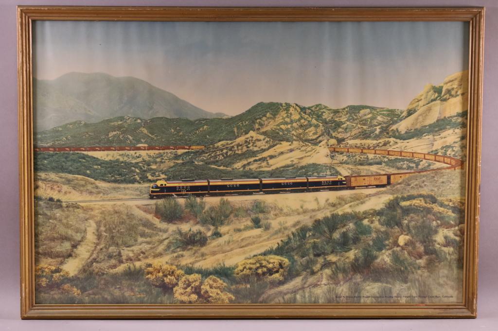 1930'S OR 1940'S SANTE FE TRAIN FRAMED AD (1 of 3)