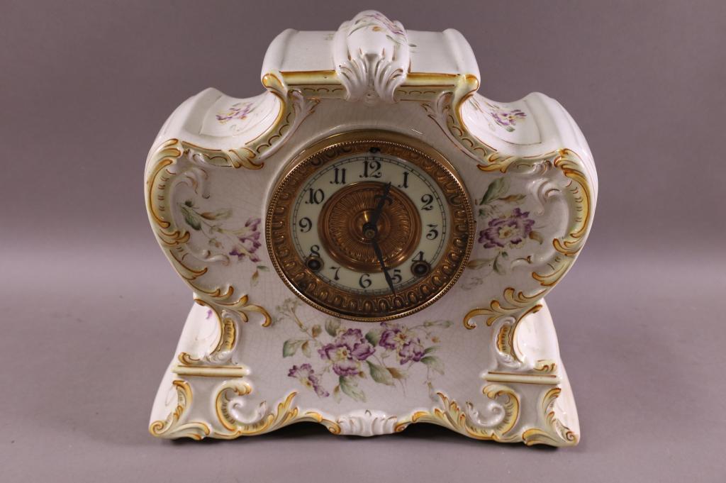 ANSONIA PORCELAIN MANTLE CLOCK (1 of 3)