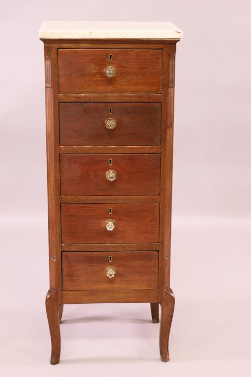 1930'S 5 DRAWER FRENCH MARBLE TOP STAND (1 of 3)
