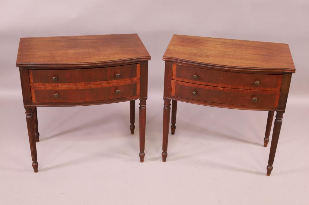 PAIR OF ANTIQUE MAHOGANY 2 DRAWER END TABLES (1 of 2)