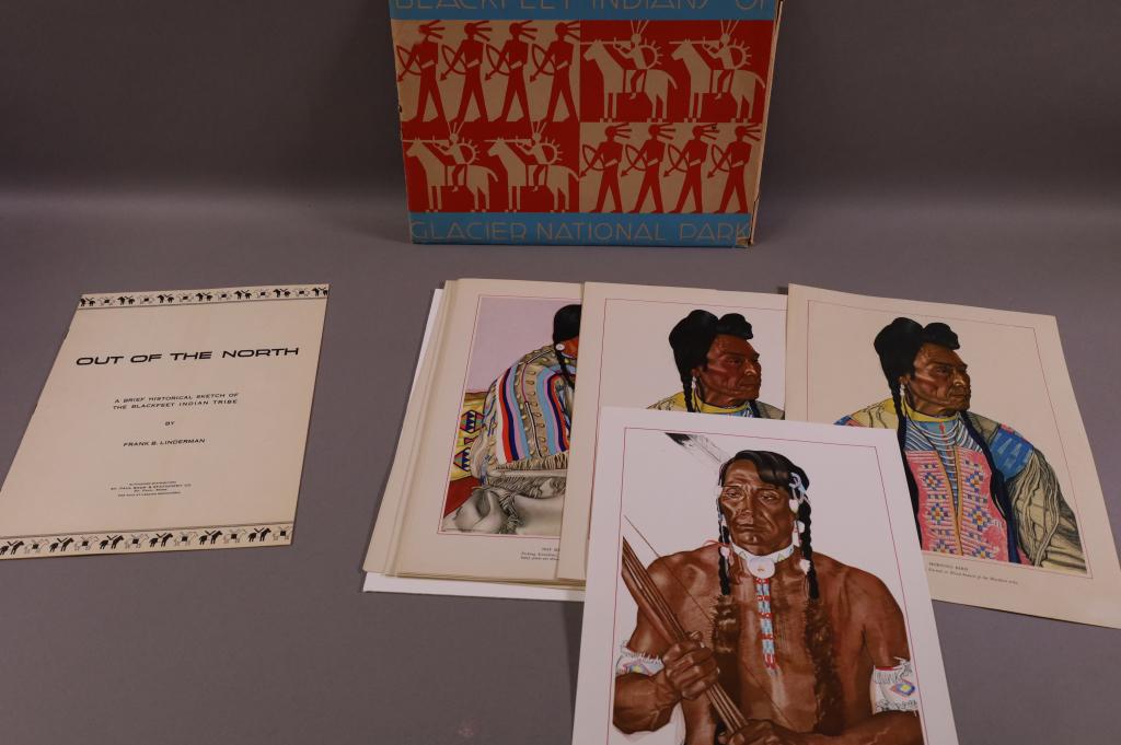 HISTORIC SKETCHES OF BLACK FEET INDIAN: BOOKLET OF SKETCHES OF BLACK FEET INDIANS ON GLACIER NATIONAL PARK. PRINTS BY FRANK LINDERMAN.