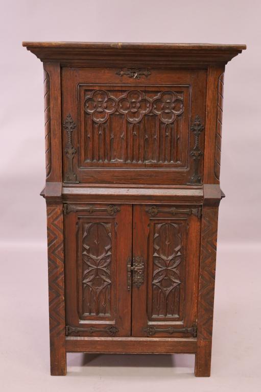 1900'S SPANISH STYLE DROP FRONT BAR (1 of 4)