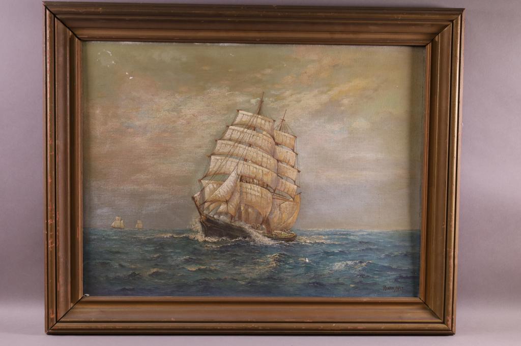 SAILING SHIP OIL PAINTING (1 of 4)
