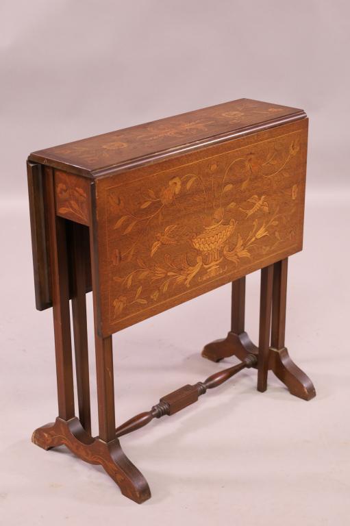 SMALL DUTCH MARQUETRY INLAID DROP SIDE TABLE (1 of 3)