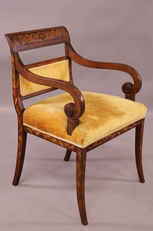 DUTCH MARQUETRY INLAID ARM CHAIR (1 of 4)