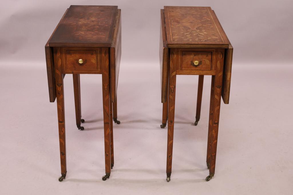 PAIR OF DUTCH MARQUETRY INLAID SIDE TABLES (1 of 5)