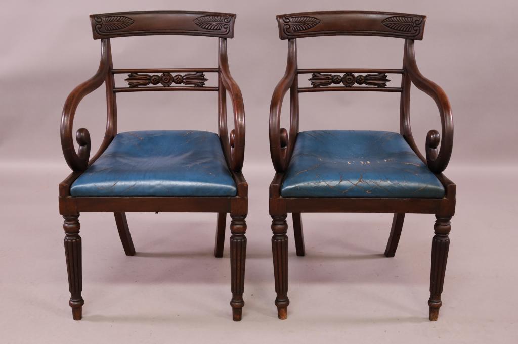 PAIR OF 19TH CENTURY EMPIRE ARM CHAIRS (1 of 4)