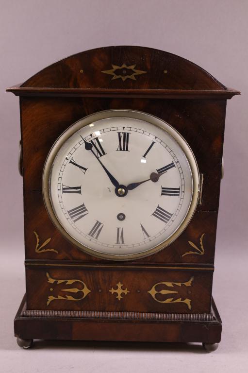 BRASS INLAID MANTLE CLOCK (1 of 4)