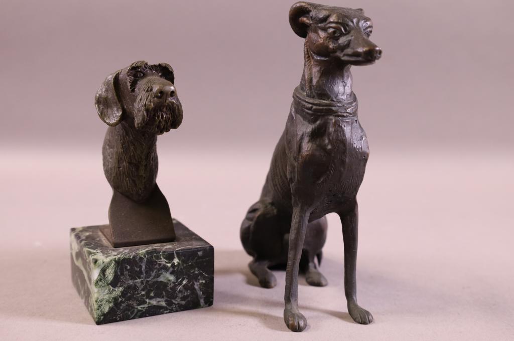 2 BRONZE DOG FIGURES (1 of 3)