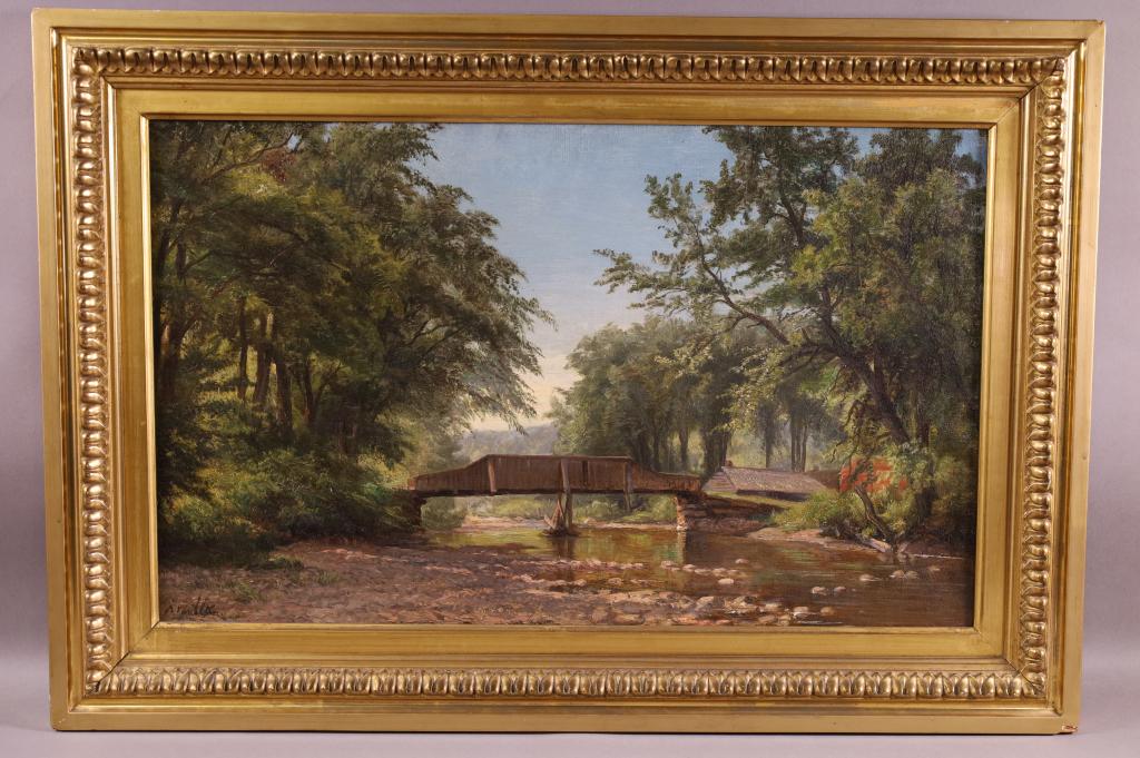 R. VAN ATTEN "BRIDGE" OIL PAINTING (1 of 3)