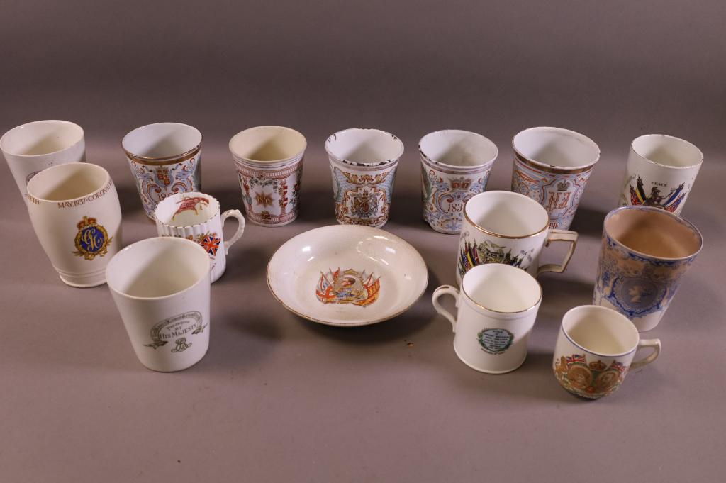 COLLECTION OF ANTIQUE CORONATION CUPS & PLATE (1 of 6)